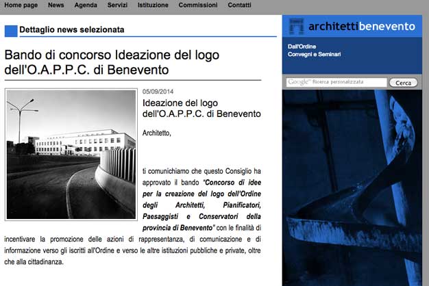 Sito web per l'Ordine degli Architetti P.P.C. della Provincia di Bologna