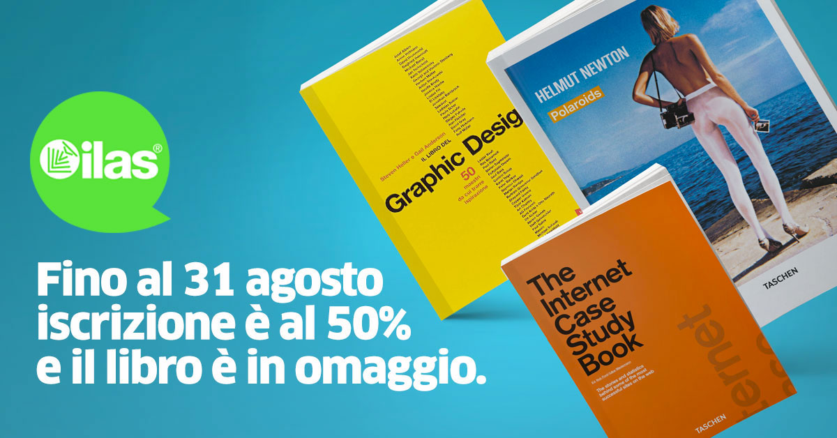 Fino al 31/08 quota di iscrizione scontata del 50% sui corsi Ilas annuali. E il libro sulla comunicazione è in omaggio.